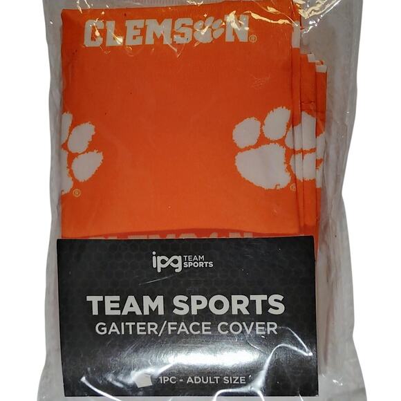 IPG Team Sports Gaiter Face Cover Adult OS Clemson Tigers Orange White Paw Print - Picture 1 of 3